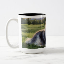 TAZA BICOLOR PERROS INGLESES EN CAMPO
