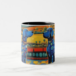 Taza Bicolor Perros manchados azules