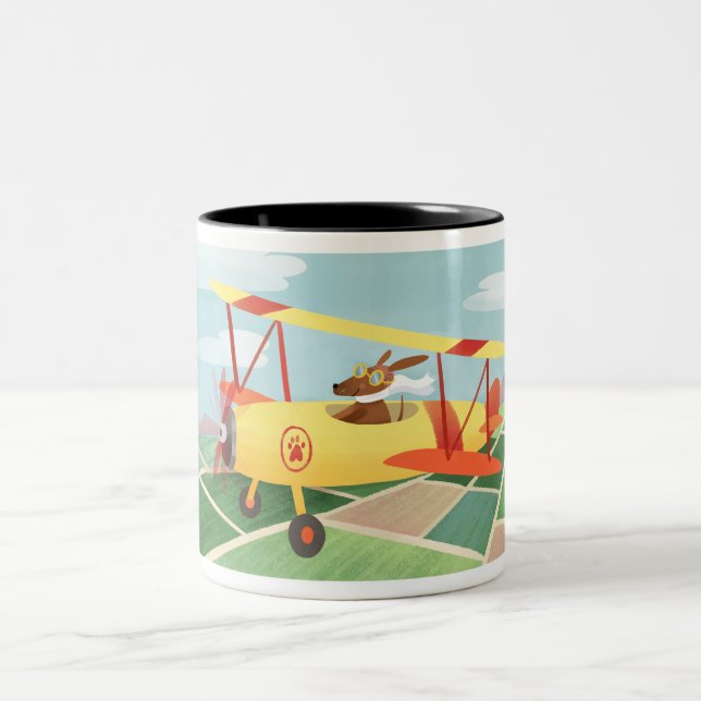 Taza Bicolor Perros piloto del avión (Centro)