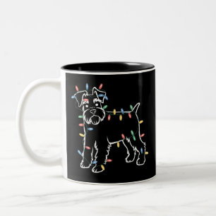 Taza Bicolor Perros Schnauzer Árbol Navidad Xmas Mascota Animal