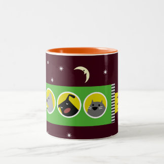 Taza Bicolor Perros y gato en espacio