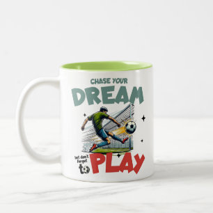 Taza Bicolor Persigue Tu Sueño, Motivación para Jugar Fútbol