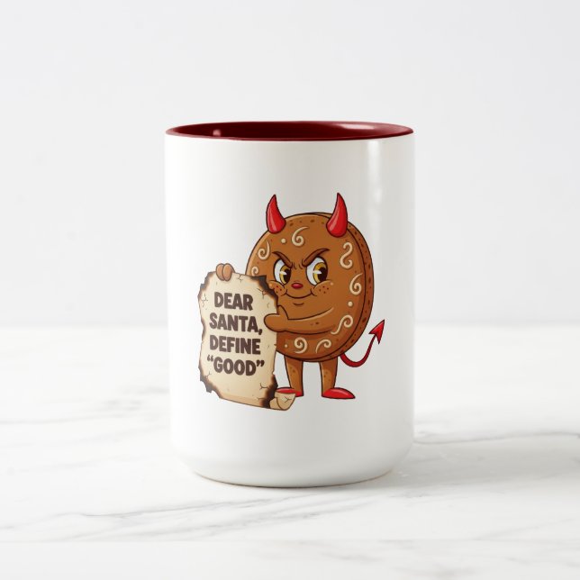 Taza Bicolor Personaje Divertido de Galleta de Navidad (Centro)