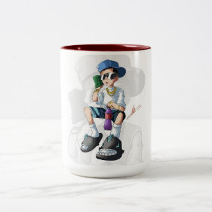Taza Bicolor Personaje genial de estilo callejero Hip Hop – Mús