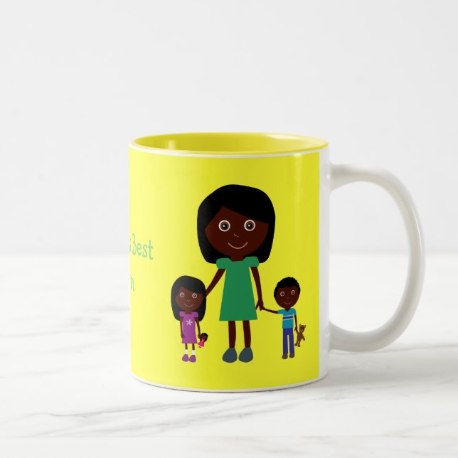 Taza Bicolor Personajes de dibujos animados étnicos lindos de (Derecha)