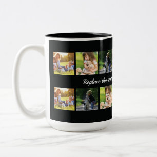 Taza Bicolor Personalice el collage de fotografías y el texto 