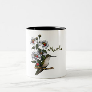 Taza Bicolor Personalice: Margaritas, colibrí, mariquitas: Art