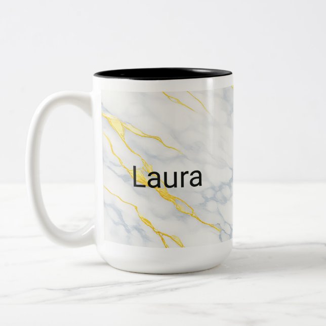 Taza Bicolor Personalised Mug Gold Veining Effect Custom Mug  (Izquierda)