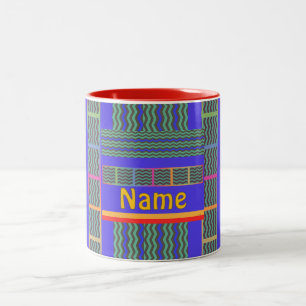 Taza Bicolor Personaliza Con Un Nombre Geo Azul Verde