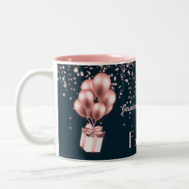 Taza Bicolor Personalizable 50 y fabuloso Rosa Oro 50 cumpleaño