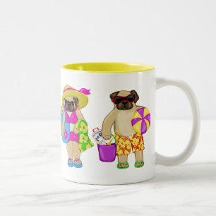 Taza Bicolor Personalizable Beach Pug Mugs