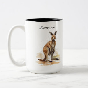 Taza Bicolor personalizable canguro acuarela