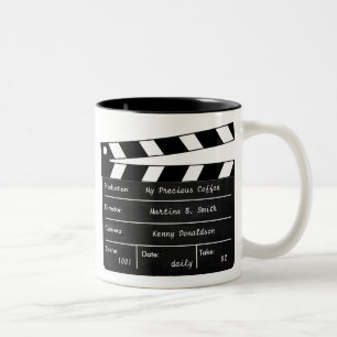 Taza Bicolor Personalizable Clapperboard Mug