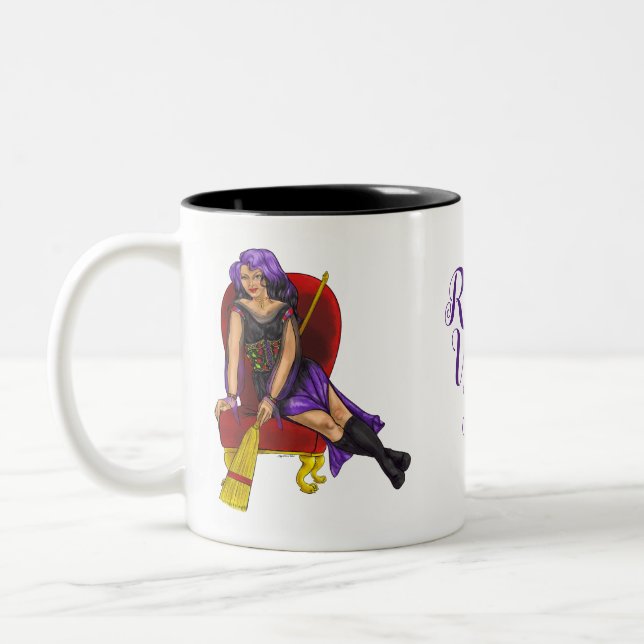Taza Bicolor Personalizable Curte Witch, púrpura, negro, rojo y (Izquierda)
