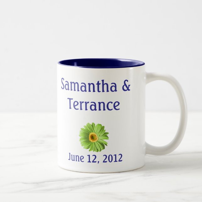 Taza Bicolor Personalizable de flores de margarita verde (Derecha)