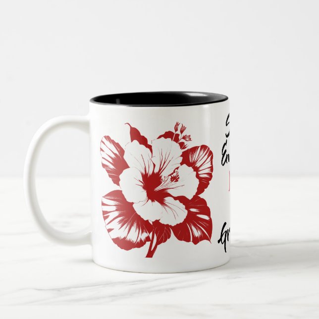 Taza Bicolor Personalizable de Hibiscus simplemente espiado (Izquierda)