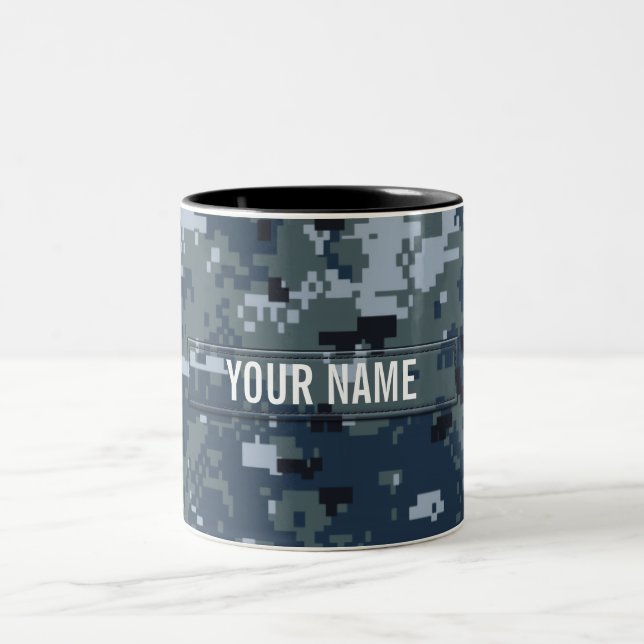 Taza Bicolor Personalizable del camuflaje de la marina de (Centro)