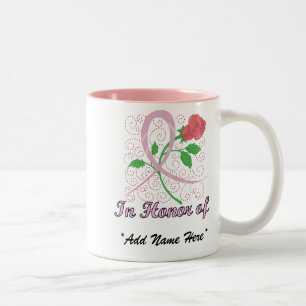 Taza Bicolor Personalizable del cáncer de pecho en honor de la