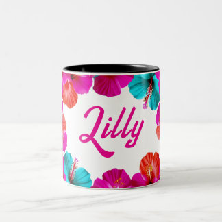 Taza Bicolor Personalizable dos tonos de tazón de café floral