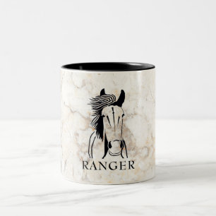 Taza Bicolor Personalizable Faux Marble Artistic Horse Mug