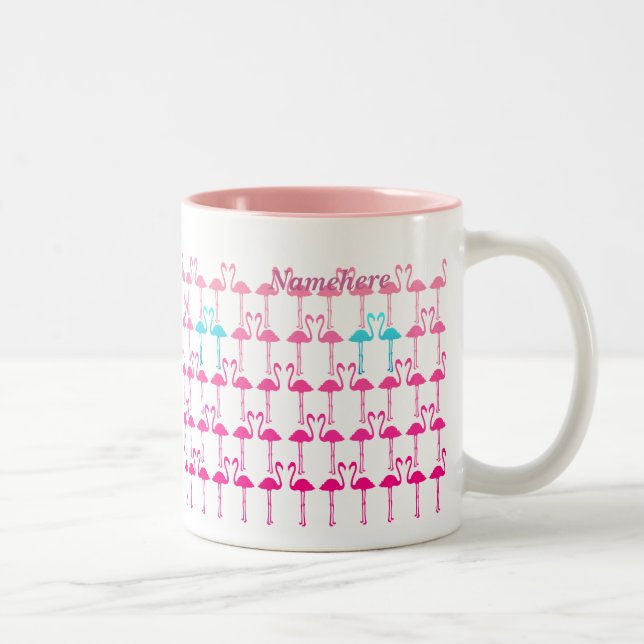 Taza Bicolor Personalizable: Flamenco rosado (Derecha)