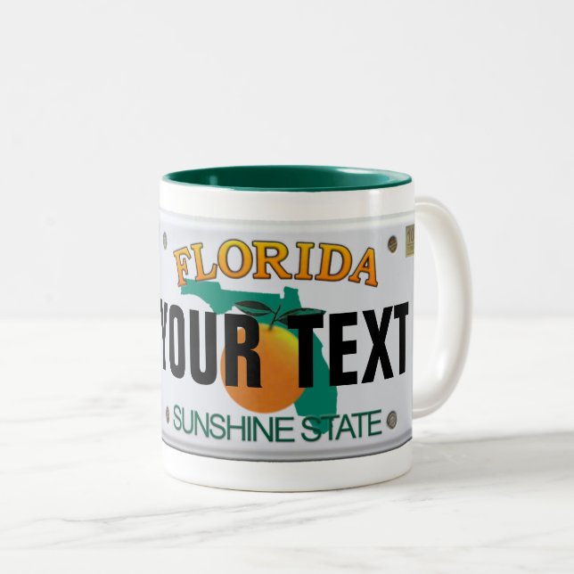 Taza Bicolor (Personalizable) Florida License Plate Mug (Anverso derecho)