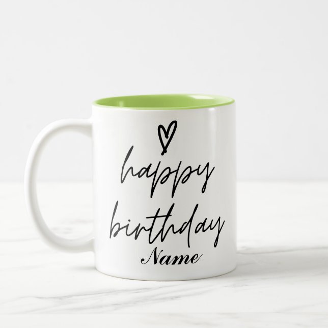 Taza Bicolor Personalizable Happy Birday Coffee Mug (Izquierda)
