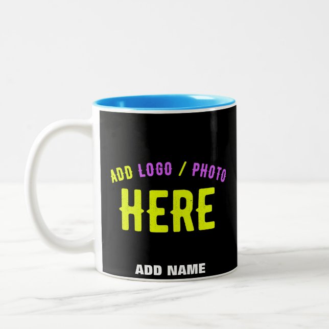 TAZA BICOLOR PERSONALIZABLE MODERNO ESTILO NEGRO VERIFICADO MAR (Izquierda)