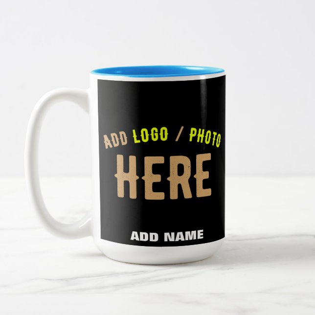 TAZA BICOLOR PERSONALIZABLE MODERNO ESTILO NEGRO VERIFICADO MAR (Izquierda)