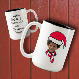 Taza Bicolor Personalizable Santa Photo Booth Mug