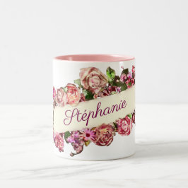 Taza Bicolor Personalizable Vintage Cute Girly Floral Bridesmai