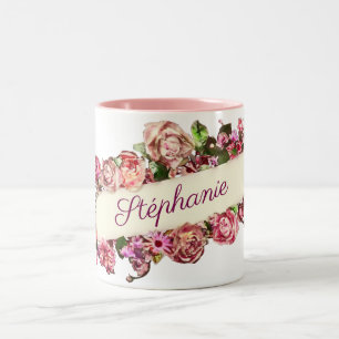 Taza Bicolor Personalizable Vintage Cute Girly Floral Bridesmai