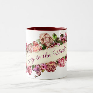 Taza Bicolor Personalizable Vintage Girly Alegría Floral Al Mun
