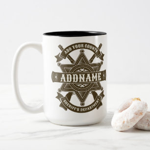Taza Bicolor Personalización de la placa del alguacil del antig
