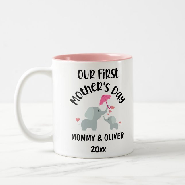 Taza Bicolor Personalización de nuestros primeros elefantes del (Izquierda)
