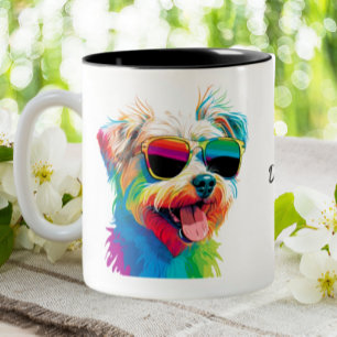 Taza Bicolor Personalizada la colorida madre del perro de la ca