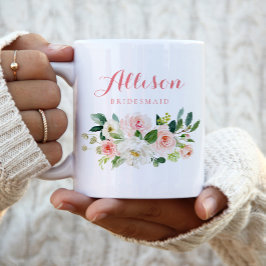 Taza Bicolor Personalizada la dama de honor floral rosa
