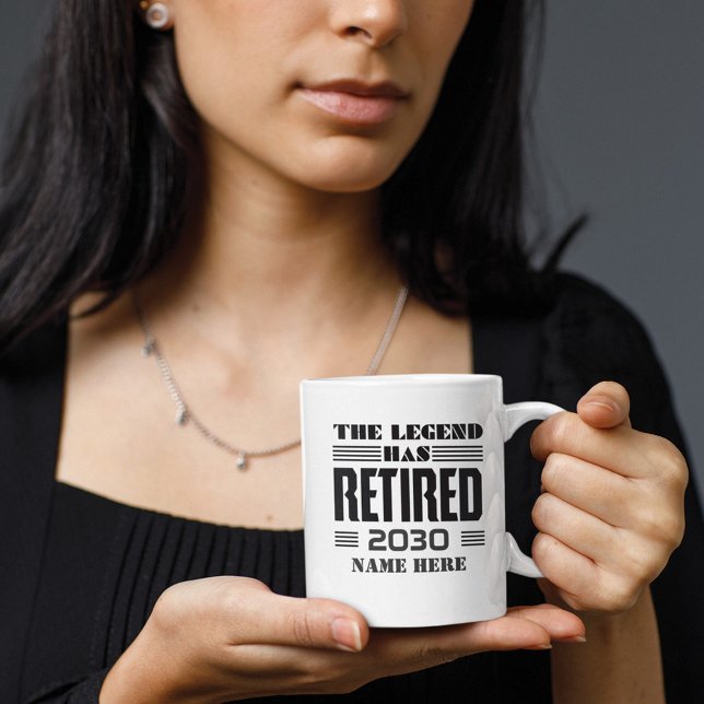 Taza Bicolor Personalizada La Leyenda Se Ha Retirado Abuelo (Cute Retirement Custom Tw-Tone 11oz Coffee Mug)