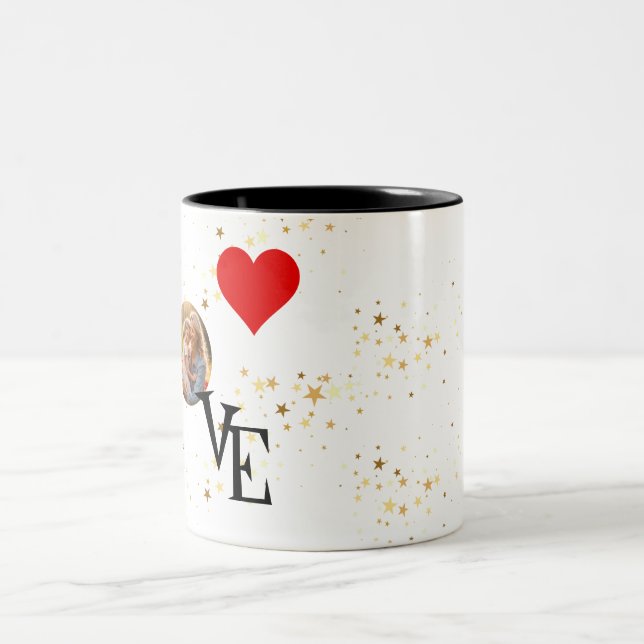 Taza Bicolor Personalizada, mamá y yo amamos la imagen (Centro)