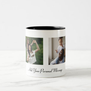 Taza Bicolor Personalizado 2 Collage de fotos Con Texto Persona