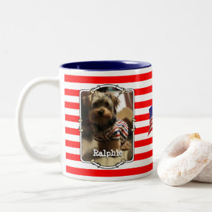 Taza Bicolor Personalizado 2 Fotos Estados Unidos Bandera Patri