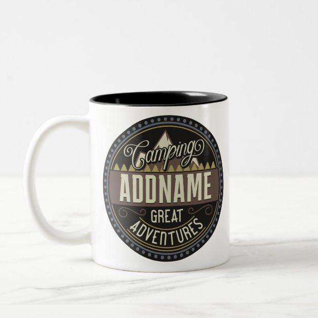 Taza Bicolor Personalizado AGREGAR NOMBRE Familia Camping Reuni (Izquierda)