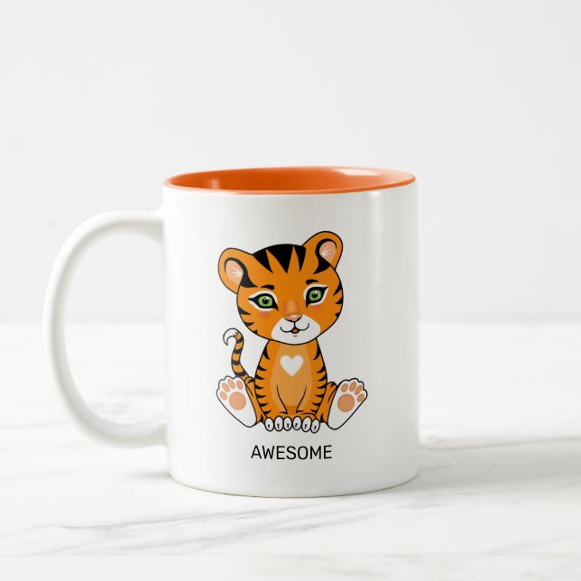 Taza Bicolor Personalizado animal de tigre bebé salvaje (Izquierda)