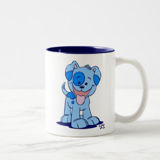 Taza Bicolor Personalizado azul lindo cachorro