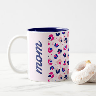 Taza Bicolor Personalizado azul rosado floral moderno del día d