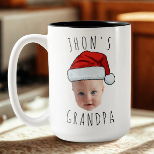 Taza Bicolor Personalizado Baby Face Santa Hat Navidad Foto