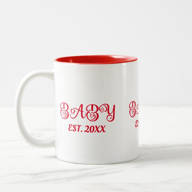Taza Bicolor Personalizado Baby LOVE Red Retro (Izquierda)