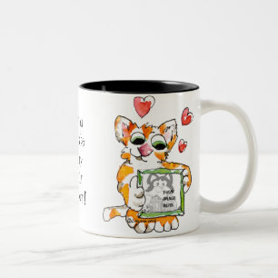 Taza Bicolor Personalizado Cat Love Heart Personalizado Mug