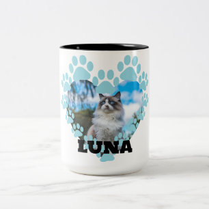 Taza Bicolor Personalizado Cat Photo Coffee Mug con nombre