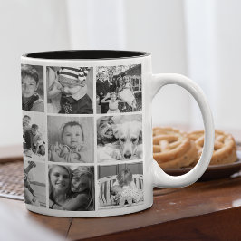 Taza Bicolor Personalizado Collage de fotos negro y blanco 21